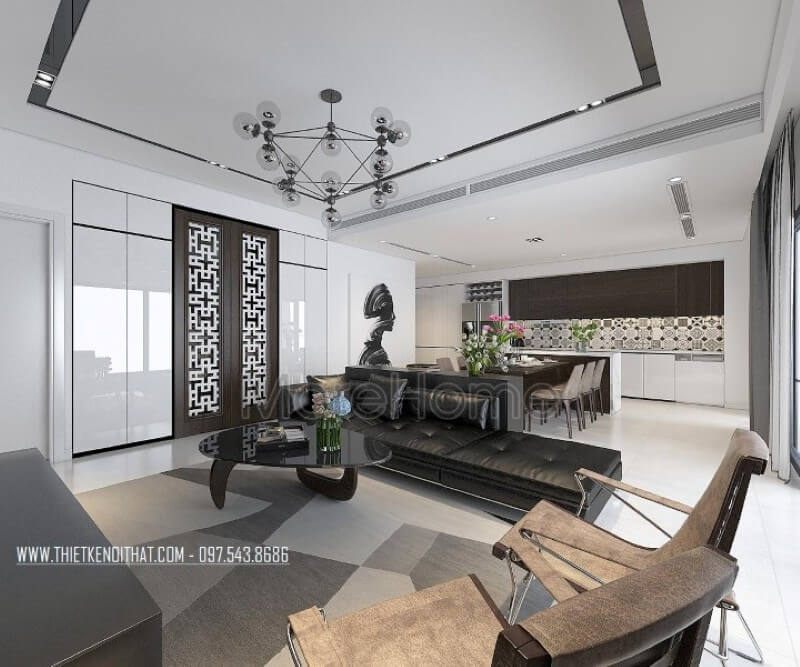 .
Không gian sinh hoạt chung cư được bố trí một cách hợp lí, không chỉ mang lại sự sang trọng và thanh lịch mà còn có đầy đủ tiện nghi.