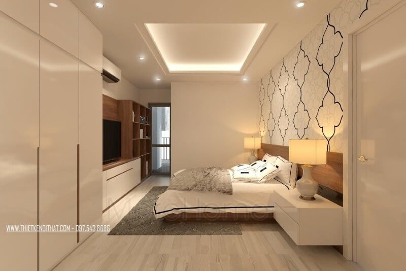 Sử dụng tone màu nâu đồng nhất với tone màu chủ đạo của căn nhà để thiết kế nội thất phòng ngủ chung cư hiện đại sẽ giúp tạo ra một không gian ấm áp và thân mật.