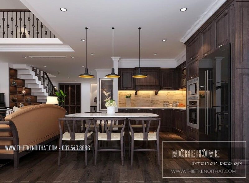 Thiết kế nội thất cho phòng ăn chung cư đầy tinh tế và lịch sự.