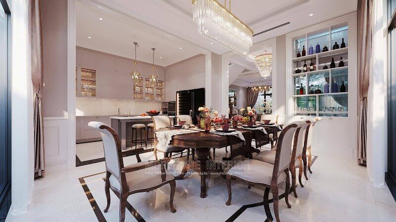 Ghế ăn gỗ có bọc da cao cấp, phong cách tân cổ điển, giúp người sử dụng cảm nhận được sự thoải mái.