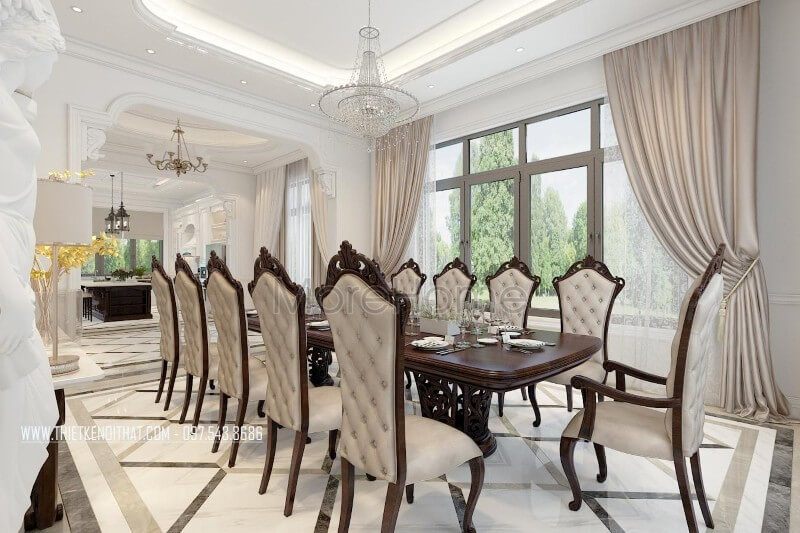 Mẫu bàn ăn gỗ óc chó nhập khẩu kết hợp với nệm bọc da màu sữa sẽ tạo nên không gian dùng bữa sang trọng và lãng mạn, ấm áp hơn bao giờ hết.