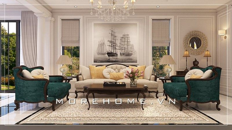 Ghế sofa trong phòng khách đẹp đến mức khiến người nhìn lần đầu tiên cũng bị cuốn hút.
